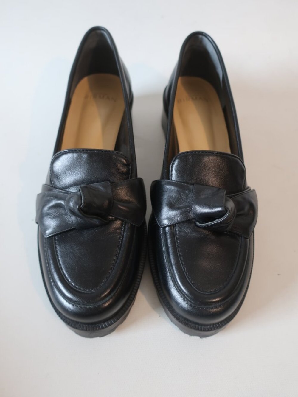 Womens Alexandre Birman Black Maxi Clarita Bow Lug Sole Leather Loafer 39 US/9